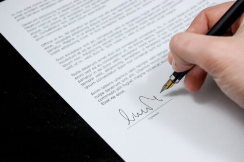 hand signing document