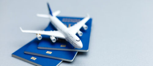 airplane with passports