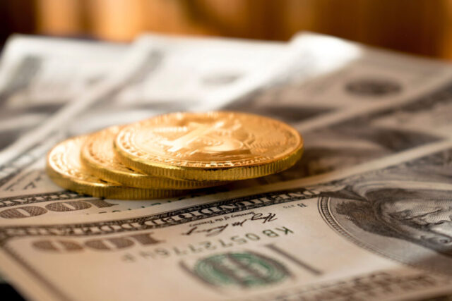 dollars and coins