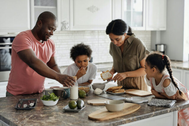 family cooking dinner