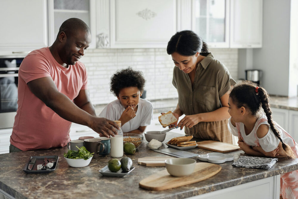 family cooking dinner