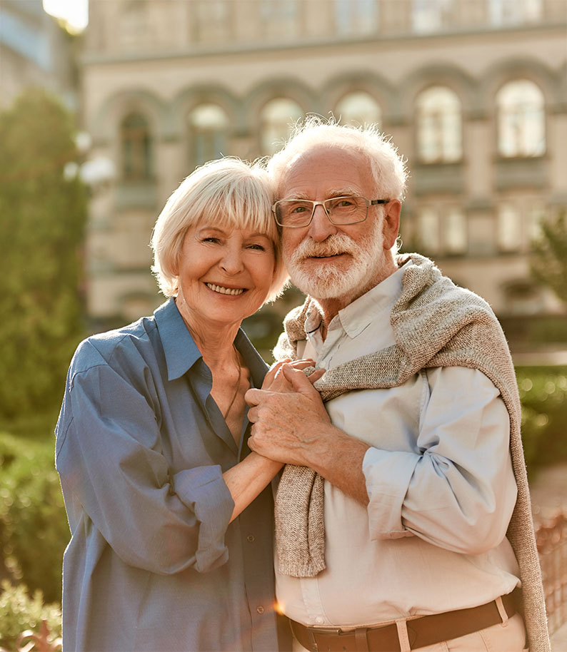 Mature couple walking in countryside 1